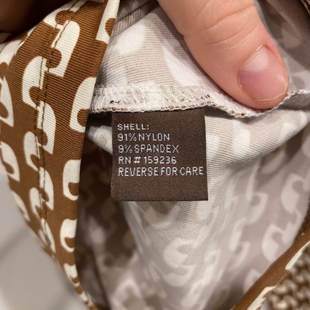 J.McLaughlin Brown Geometric Print Quarter Zip Mock Neck Top XS Long Sleeve - Picture 4 of 5
